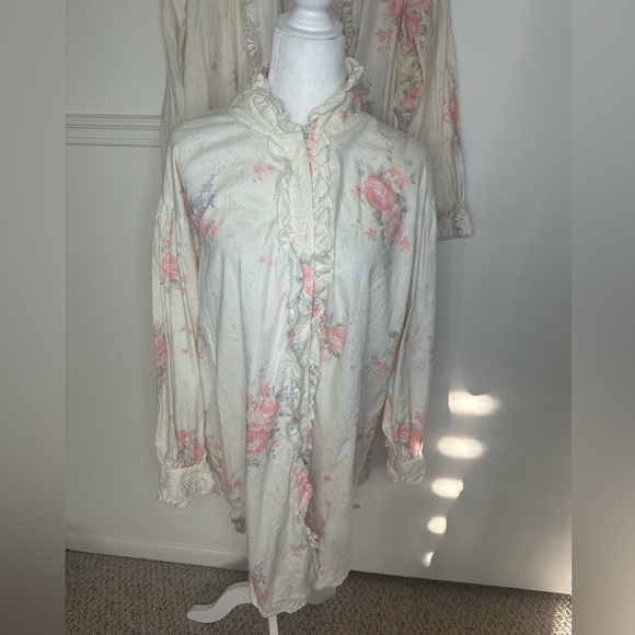 Victoria's Secret Gold Label Floral Cotton Robe and gown set size L set - Picture 2 of 11